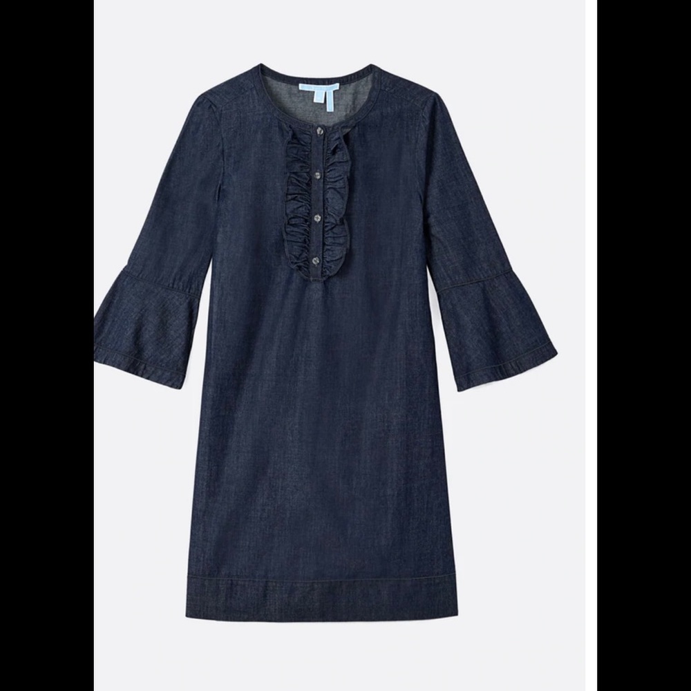 Draper James Chambray Ruffle Shift Dress. - image 1